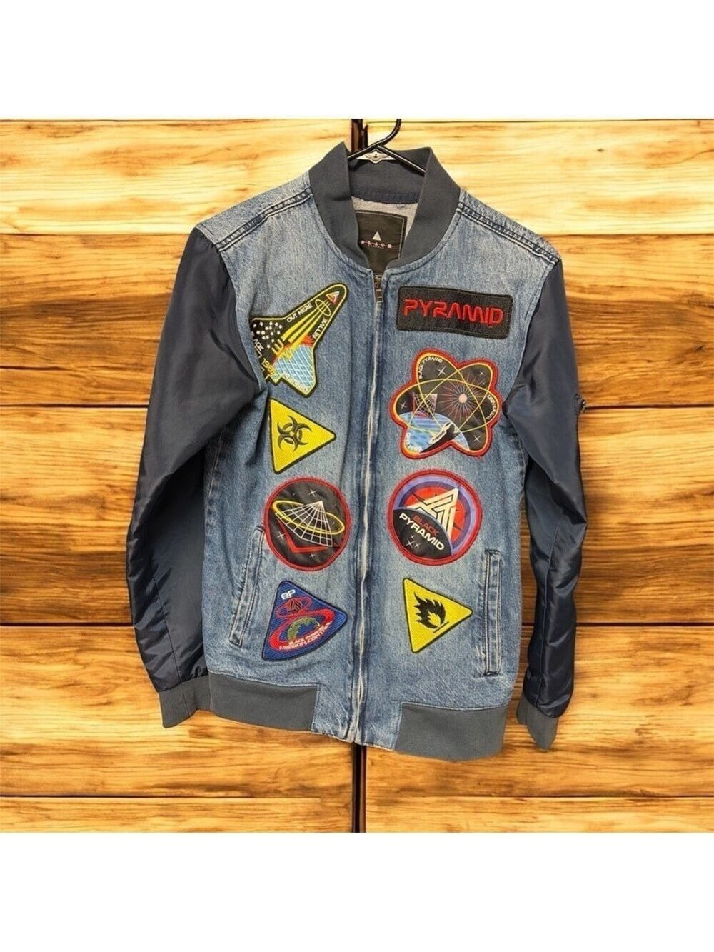 BLACK PYRAMID SPACE JACKET WITH PATCHES - SIZE SMALL